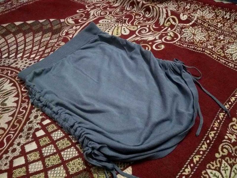 Gray Ruched Mini Skirt