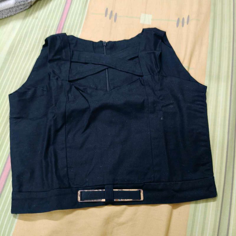 Black Crop Top With Ponchu