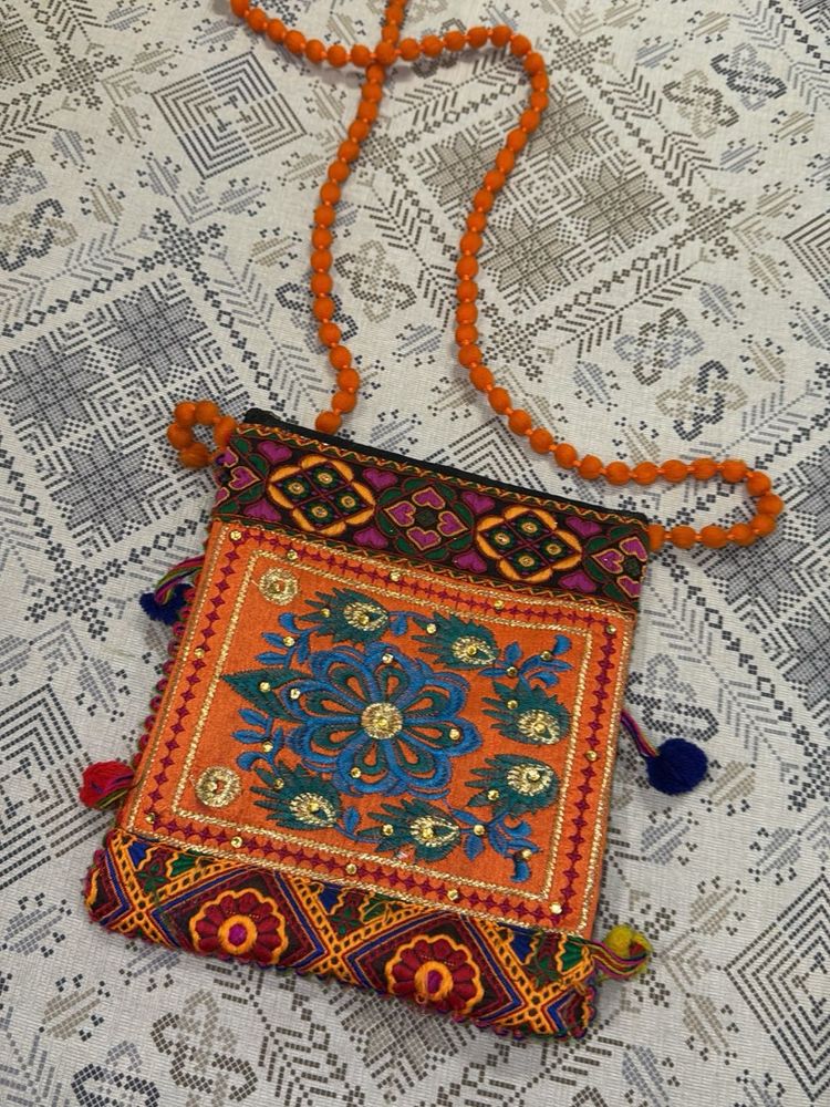 Embroidered Sling Bag
