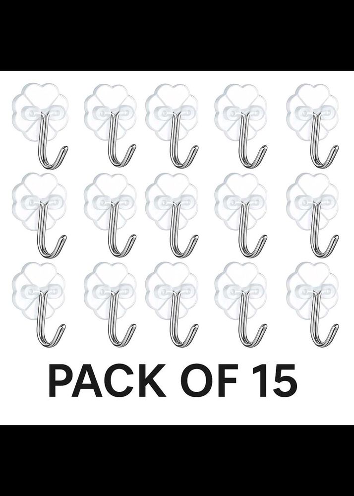 Transparent Wall Hooks pack of 15 | Self Adhesive
