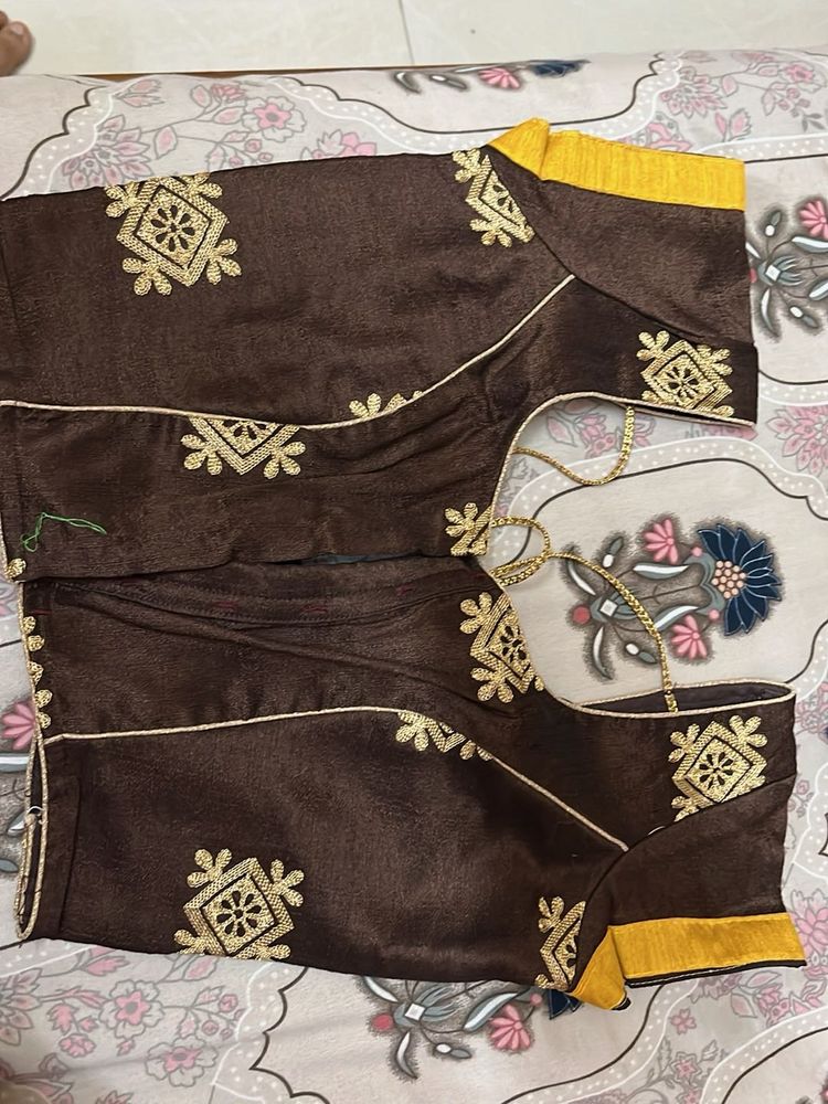 Embroidered Brown Blouse