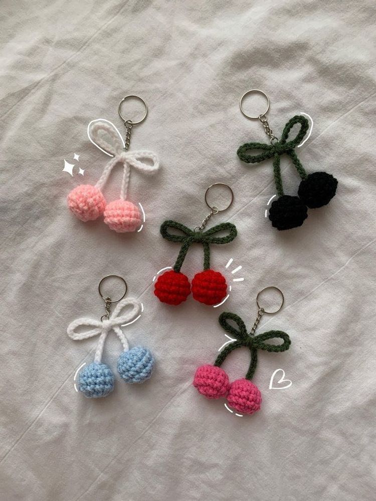 Crochet Cute Cherry Keychain🍒
