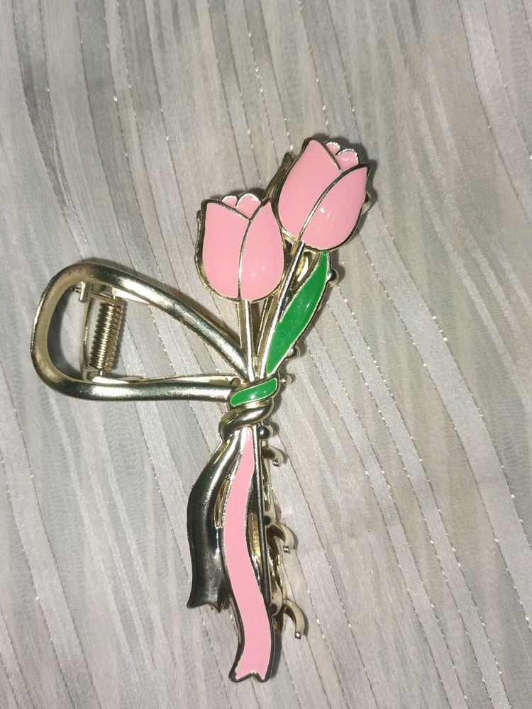 Pink Tulip Hair Claw Clip