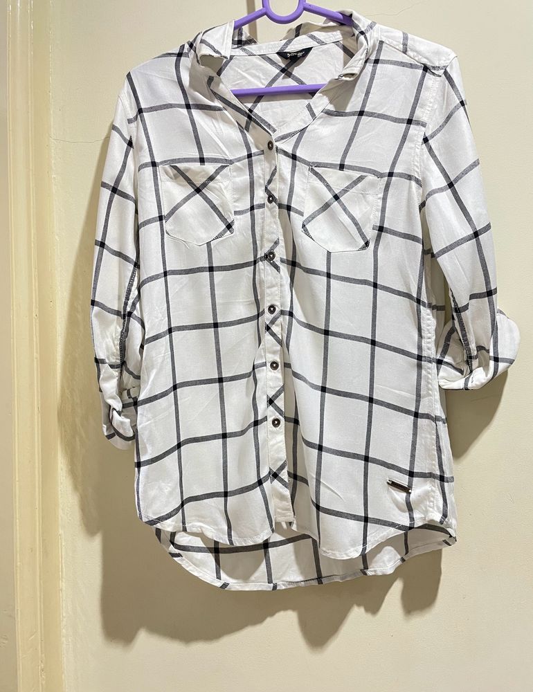 White And Black Checked Shirt