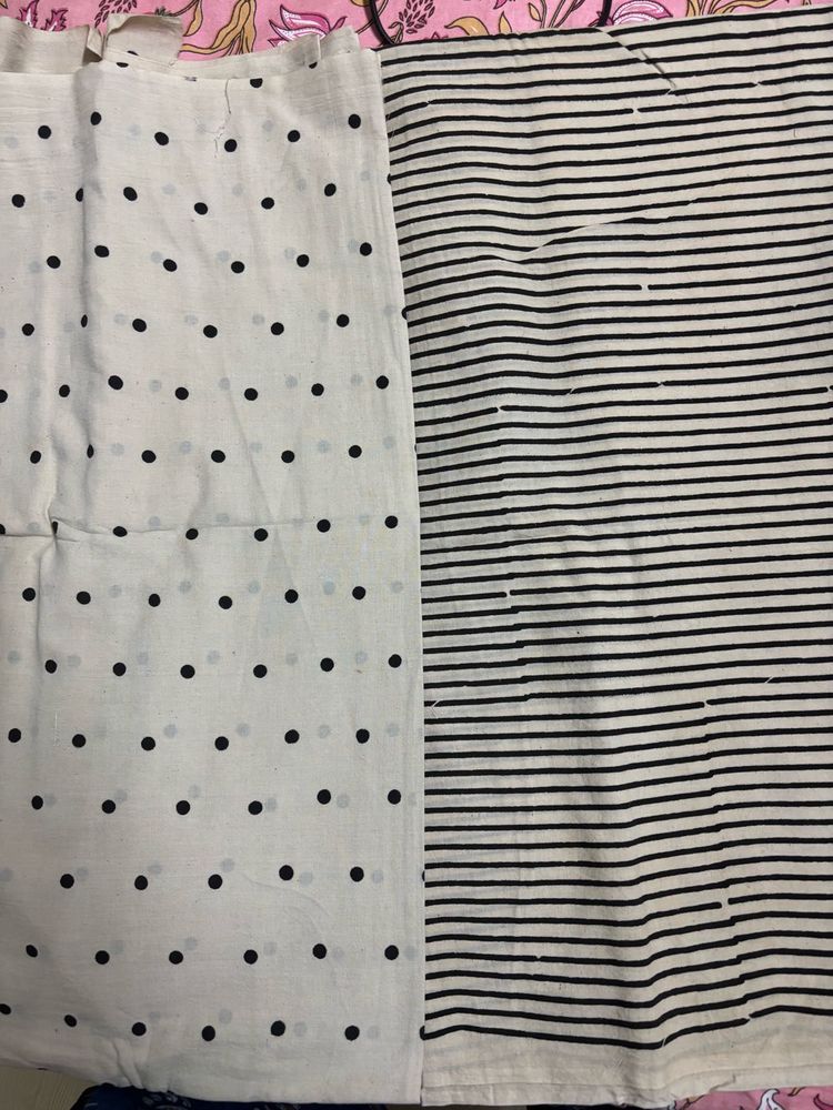 Stylish Top Bottom Unstitched Pure Cotton Set