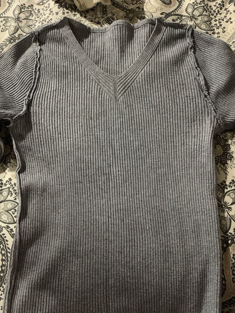 Ribbed V-Neck Top
