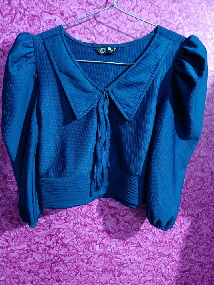 Stylish Blue Crop Top