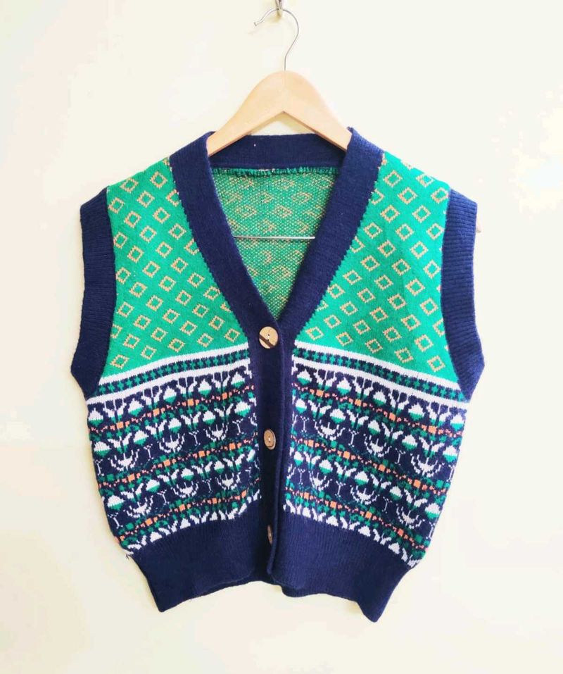 Patterned Knit Vest size-40