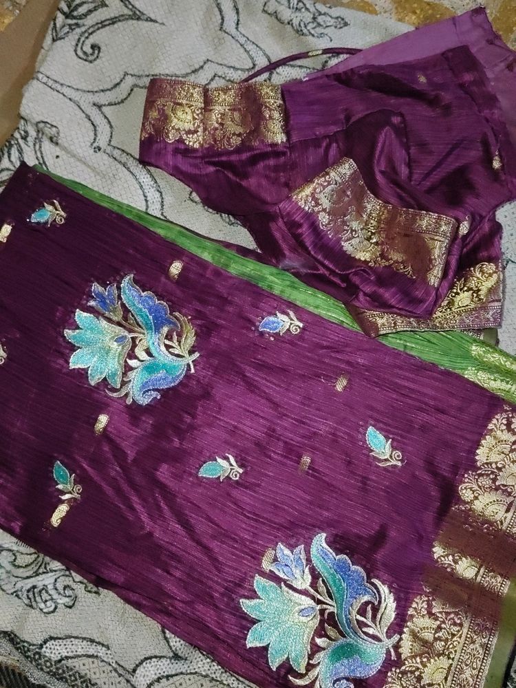 New Purple 💜🥻Sari With Blouse♥️🦋