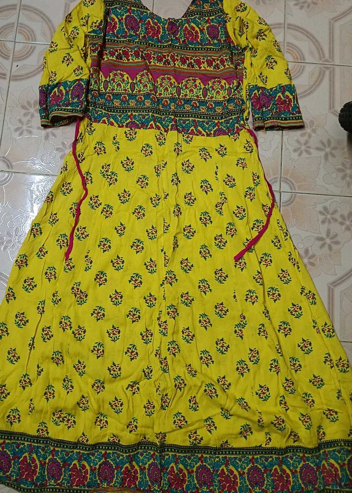 Yellow Printed Kurta