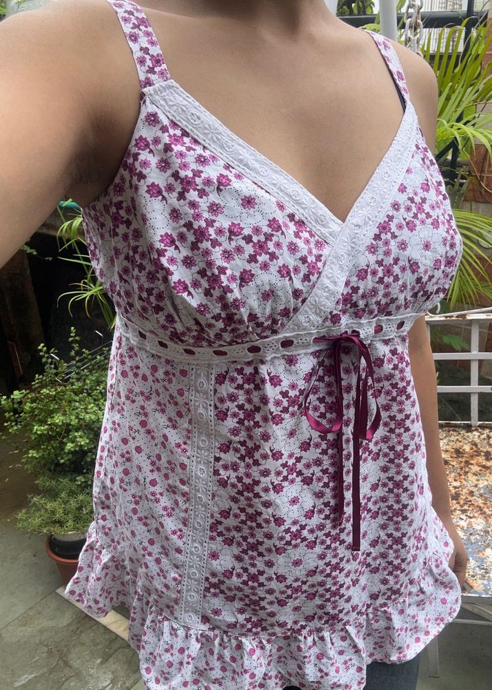 Floral White Top