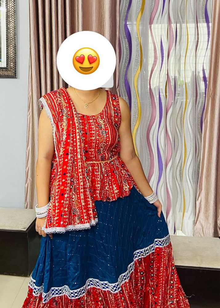 Red &amp; Blue Lehenga Choli