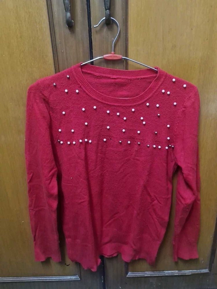 Red Beaded Sweater