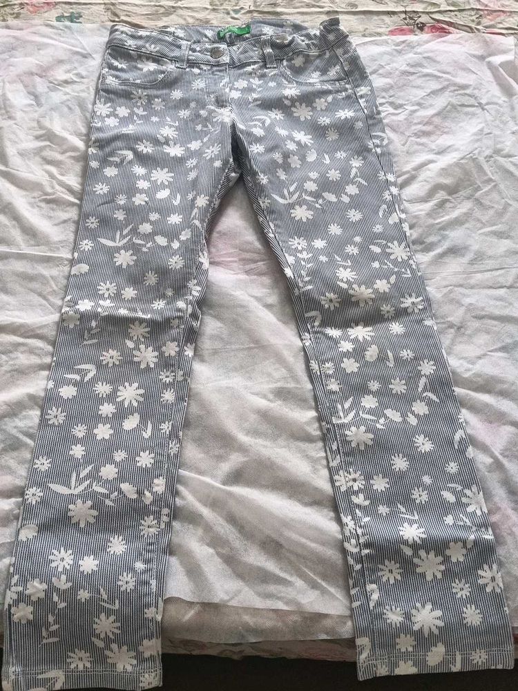 Blue Floral Print Denim