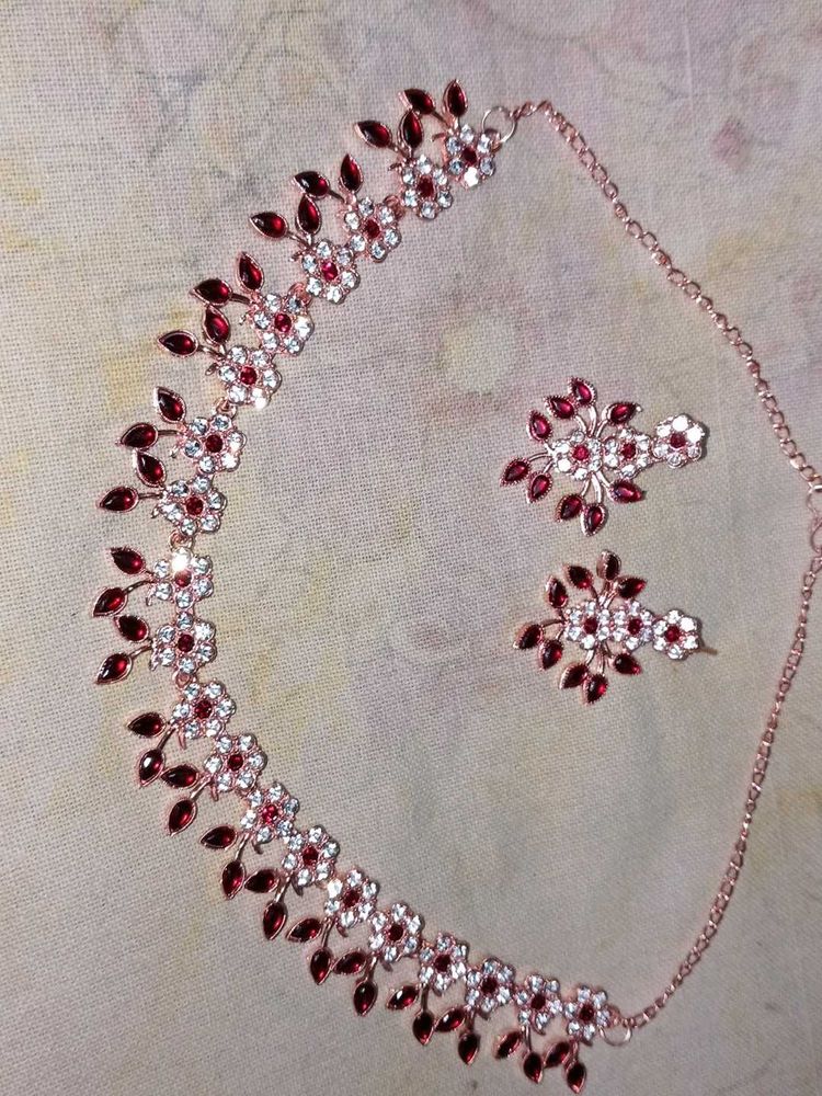 Rose Gold Flower Digine Jewellery Set