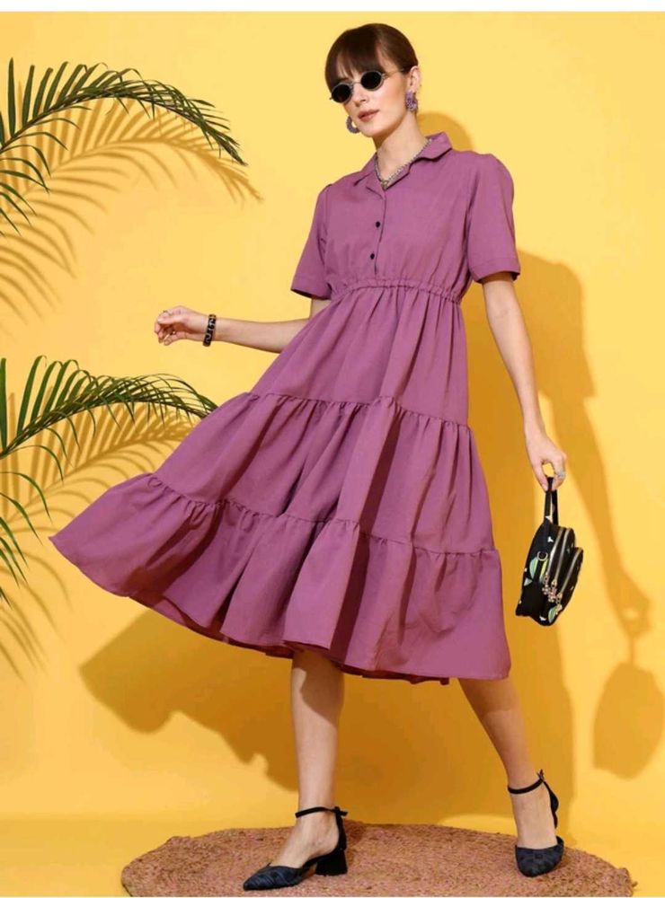 With Tag Ruffle Midi Dress