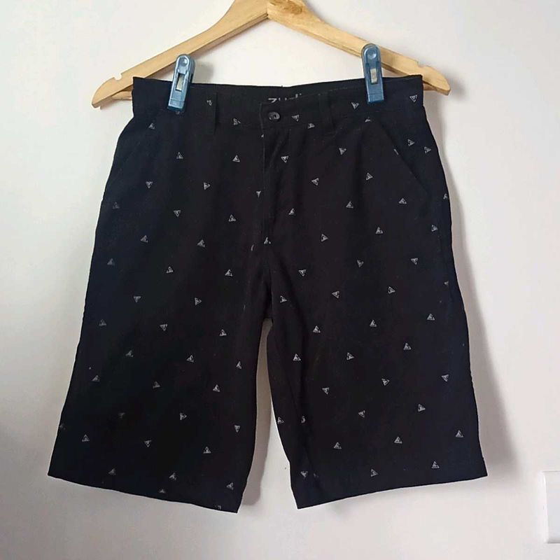 Black Patterned Shorts