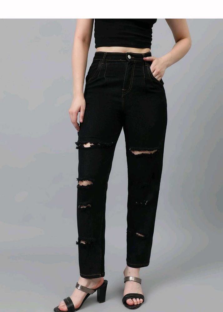 Ripped Black High-Waisted Jeans