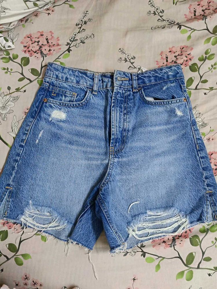 Distressed Denim Shorts