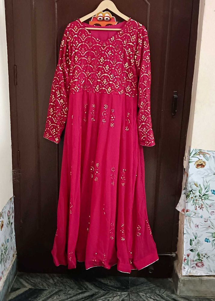 Rani Pink Embellished Anarkali Set