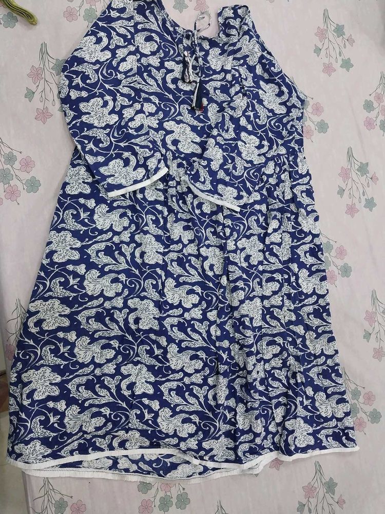 Blue Kurta With Tassels