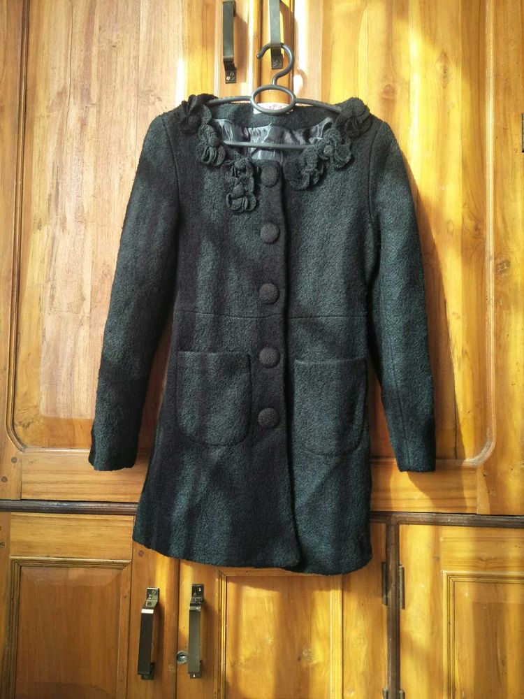 Black Round Collar Coat