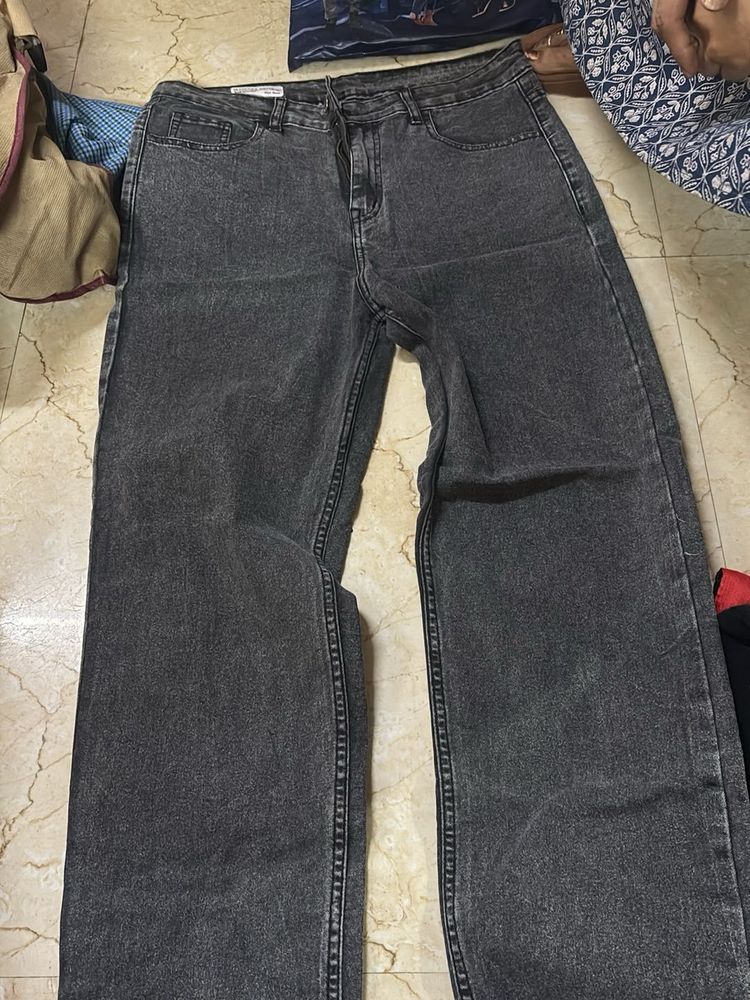 Stylish Gray Wide Leg Jeans