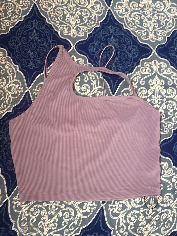 Lilac Ribbed Asymmetrical Tank