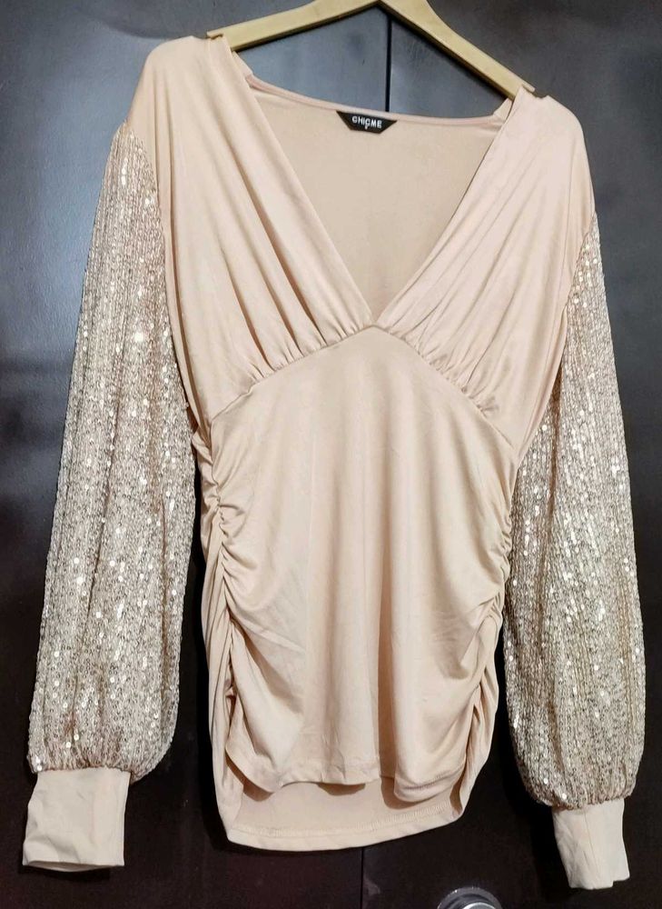 Nude Color Partywear Top For 34 Bust
