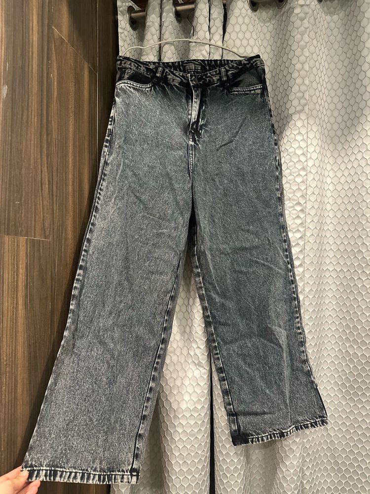 Acid Wash Wide Leg Jeans