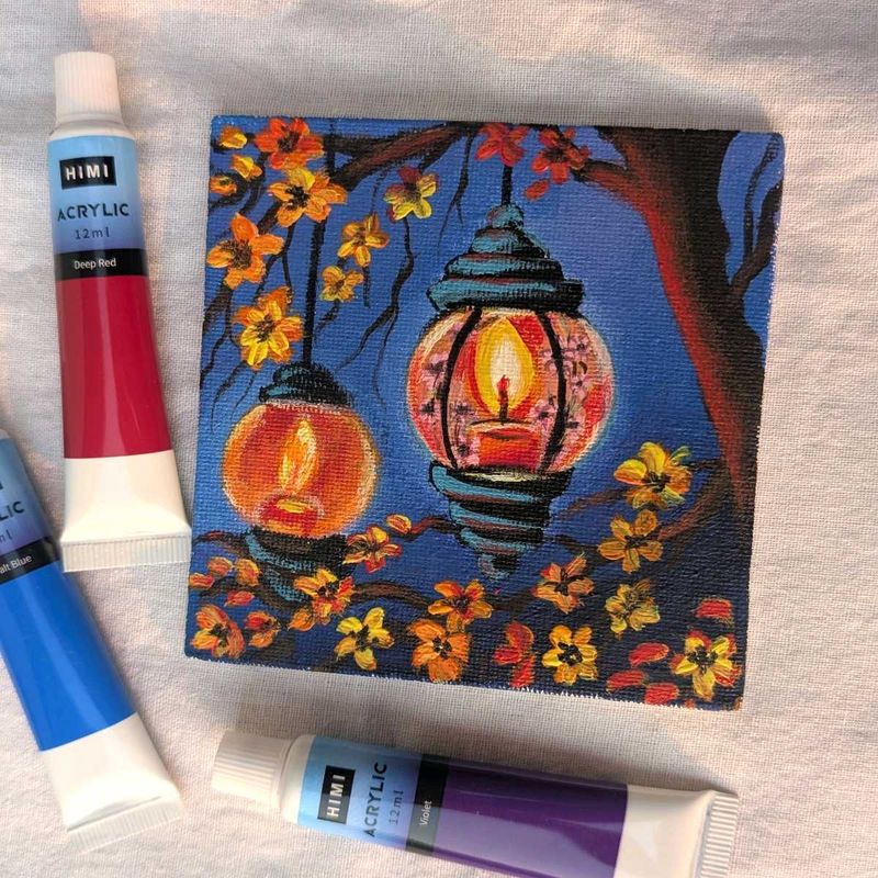 Mini Lantern canvas Acrylic Painting