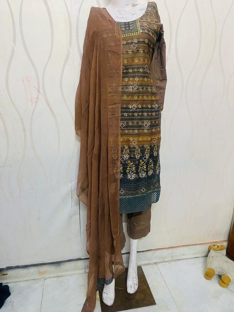 3 Pec Cotton Net Palla Suit