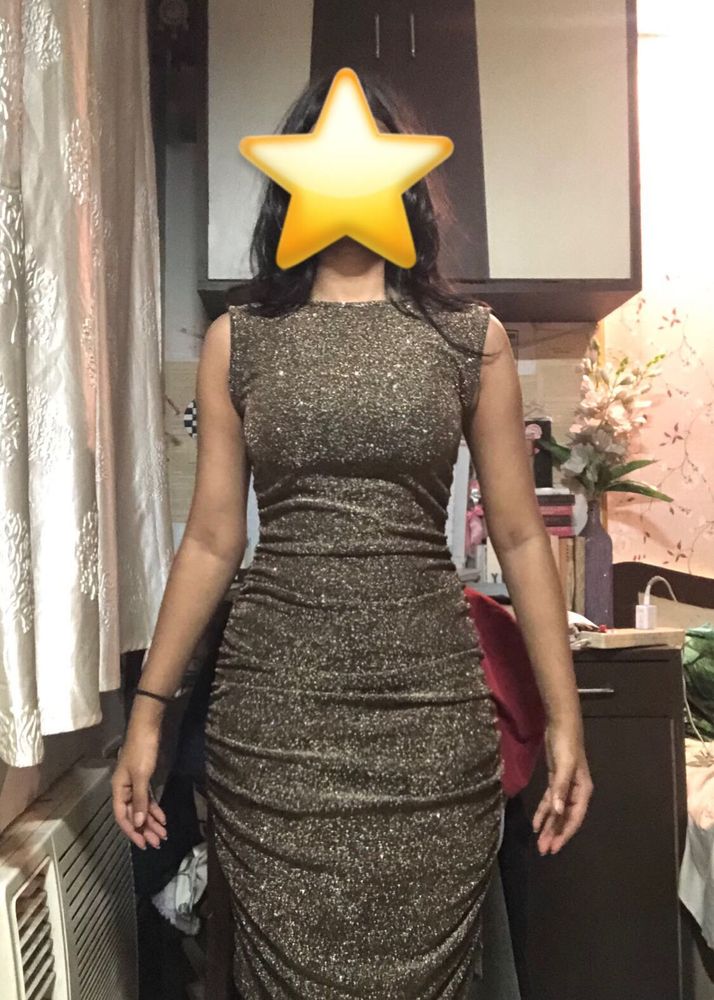 Sparkly Bodycon Midi Dress🤎