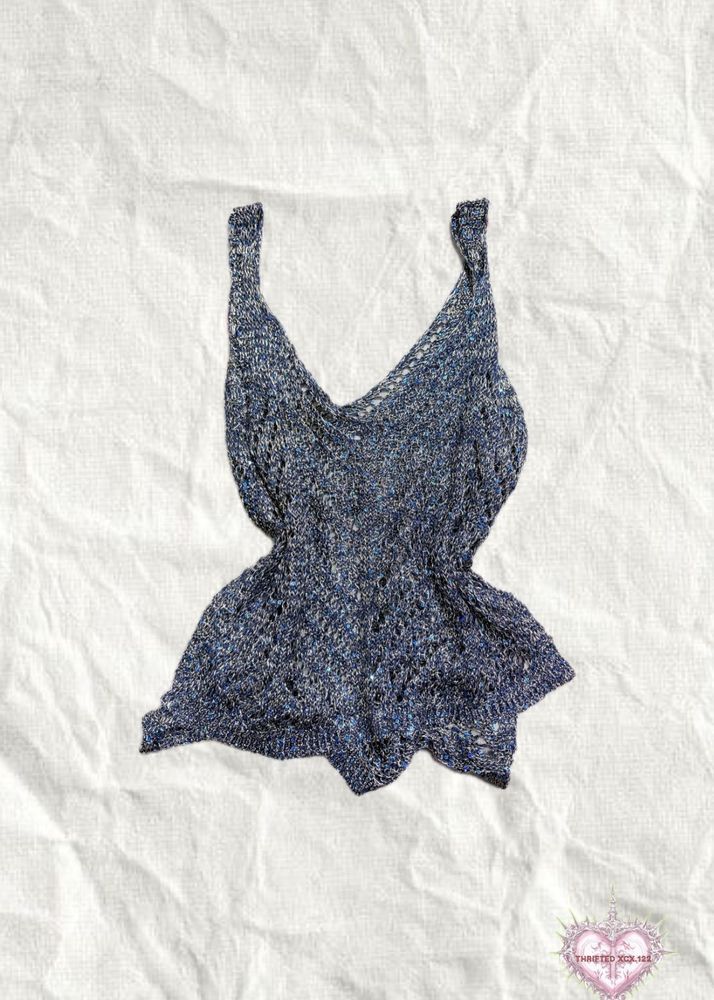 Stylish Blue Knit Tank Top