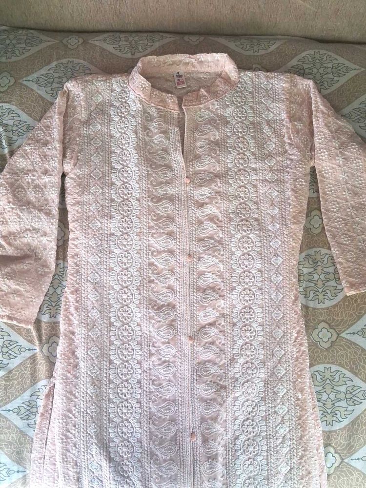 Pink Embroidered Kurta