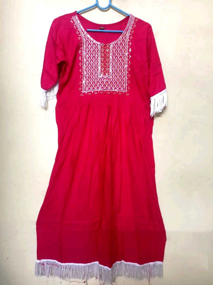 Rose Pink/Rani Color Festive Kurti