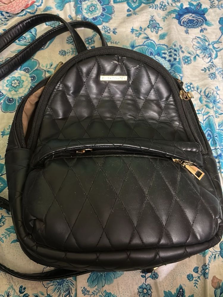 Black Quilted Small Backpack – Stylish &amp; Compact