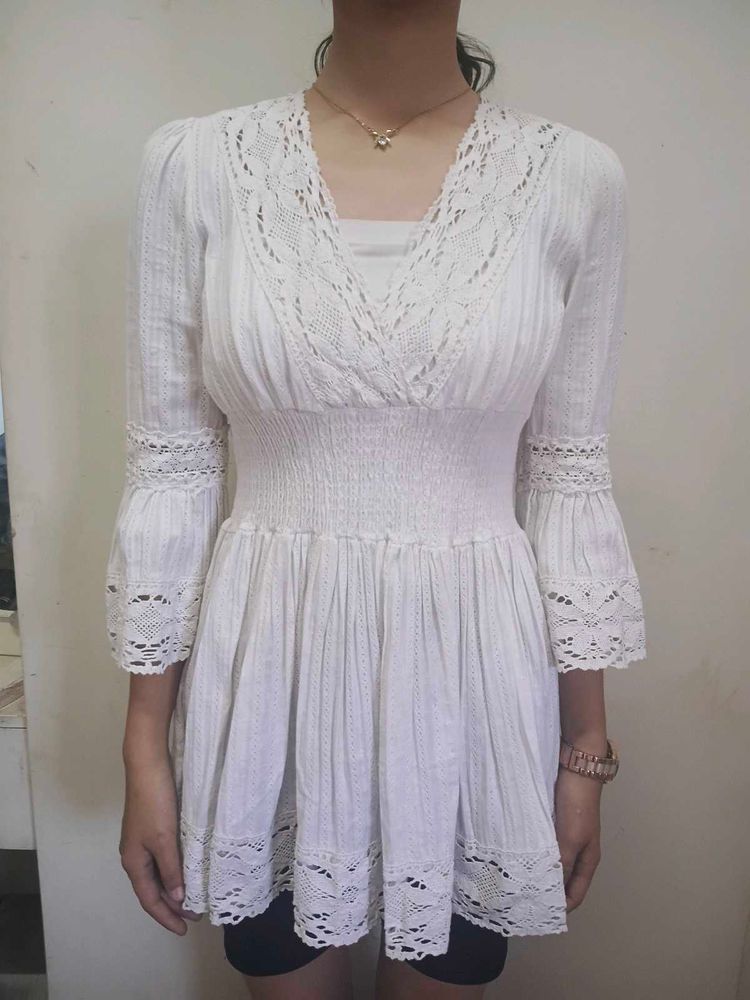 White Lace Detail Top