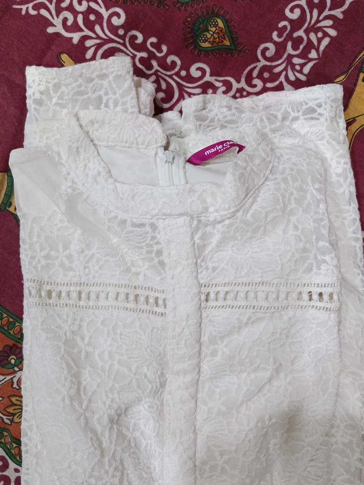 New Stunning White Lace Embroidery Dress
