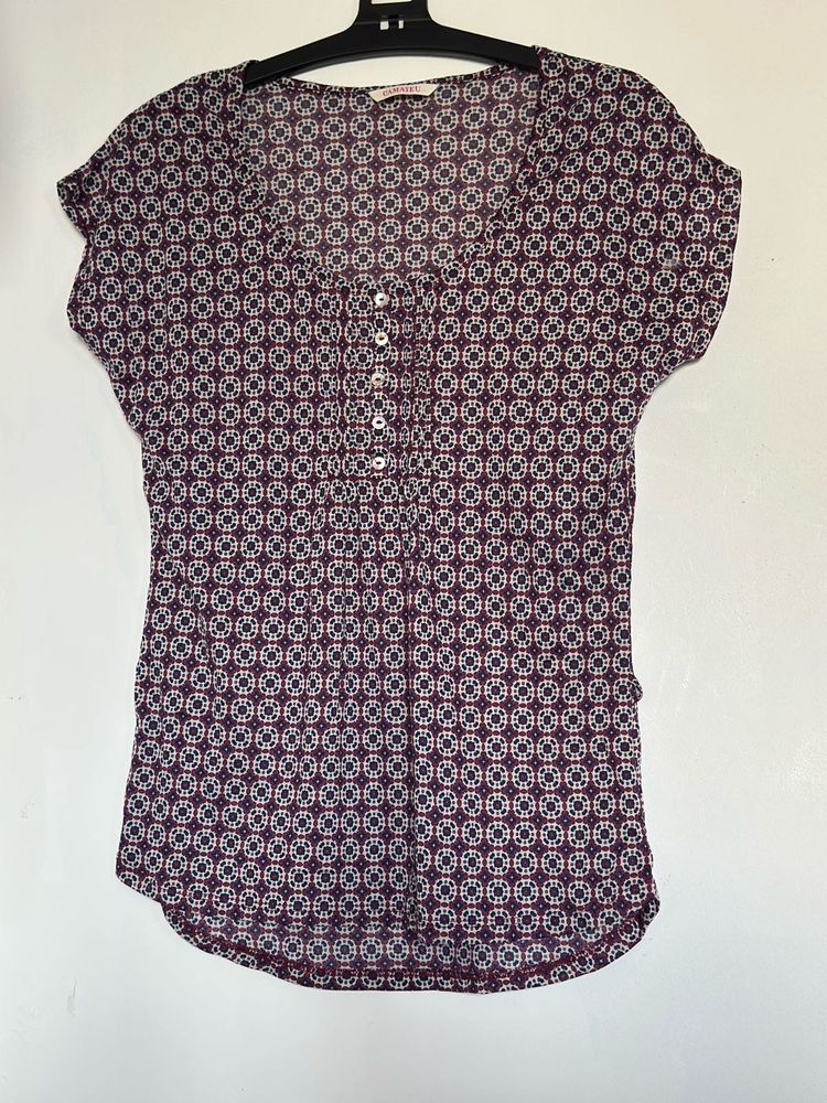Patterned Button-Down Top