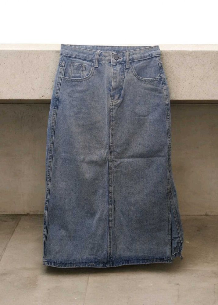Denim Skirt (Below Knee Length)