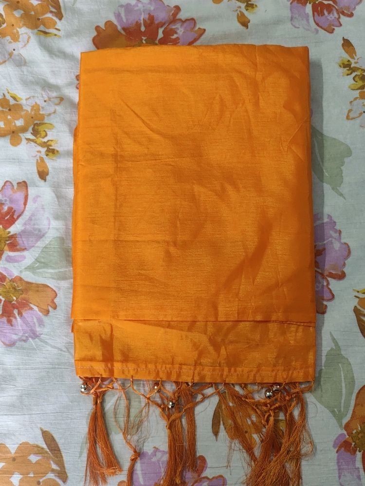 Plain Orange Saree