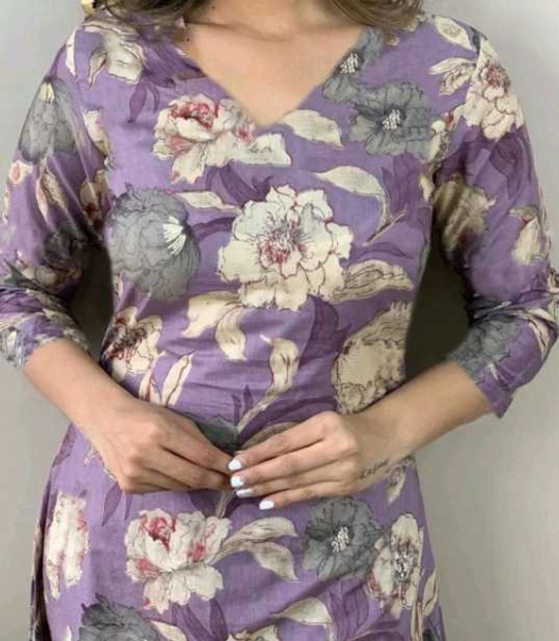 Floral Print Kurta Pant Set