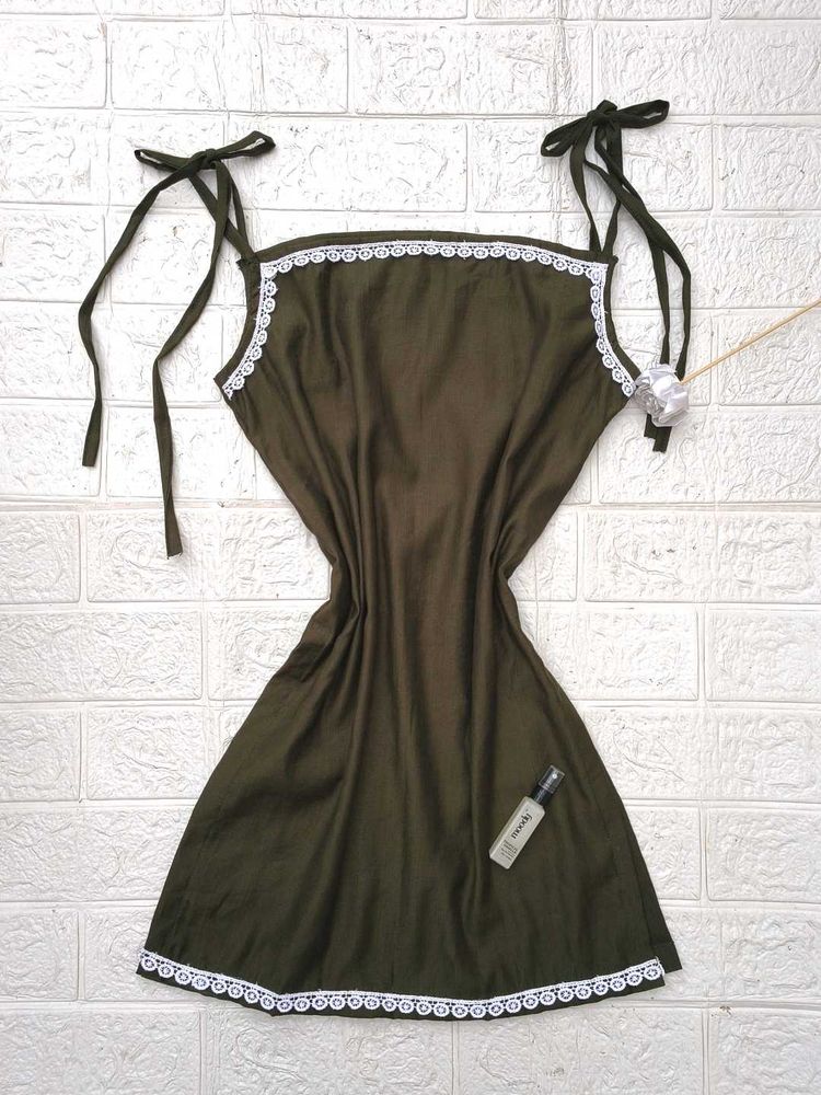Olive Strapped Short Kurti 🫶🏻