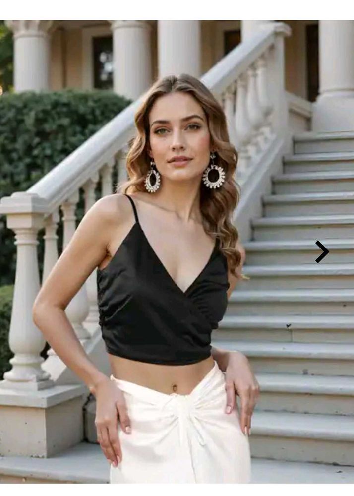 Satin Black Crop Top