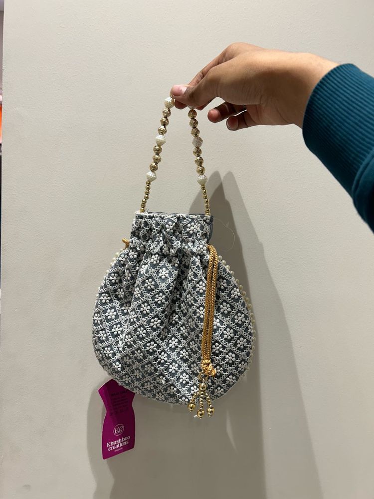 Embroidered Drawstring Potli Bag