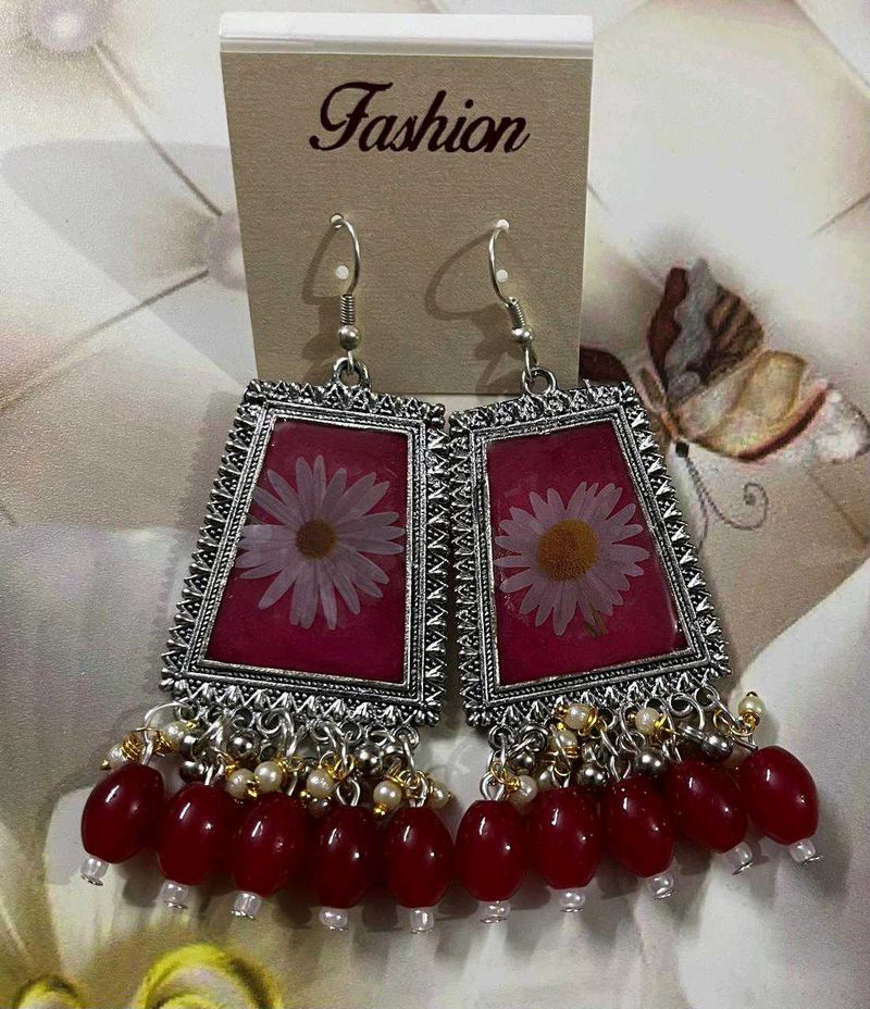 Floral Drop Earrings 2 Pairs Combo