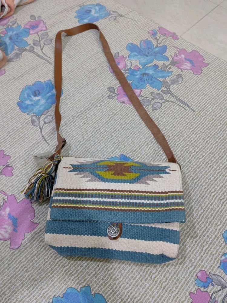 Crossbody Bag/ Handicraft With Leather Belt