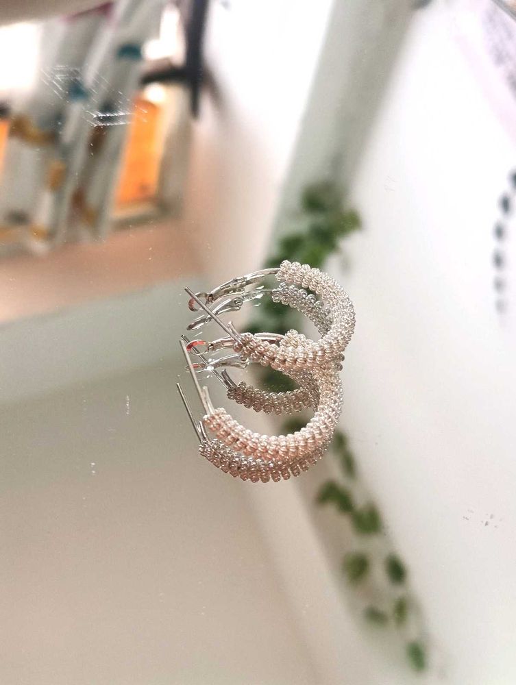 White Sparkly Hoop Earrings
