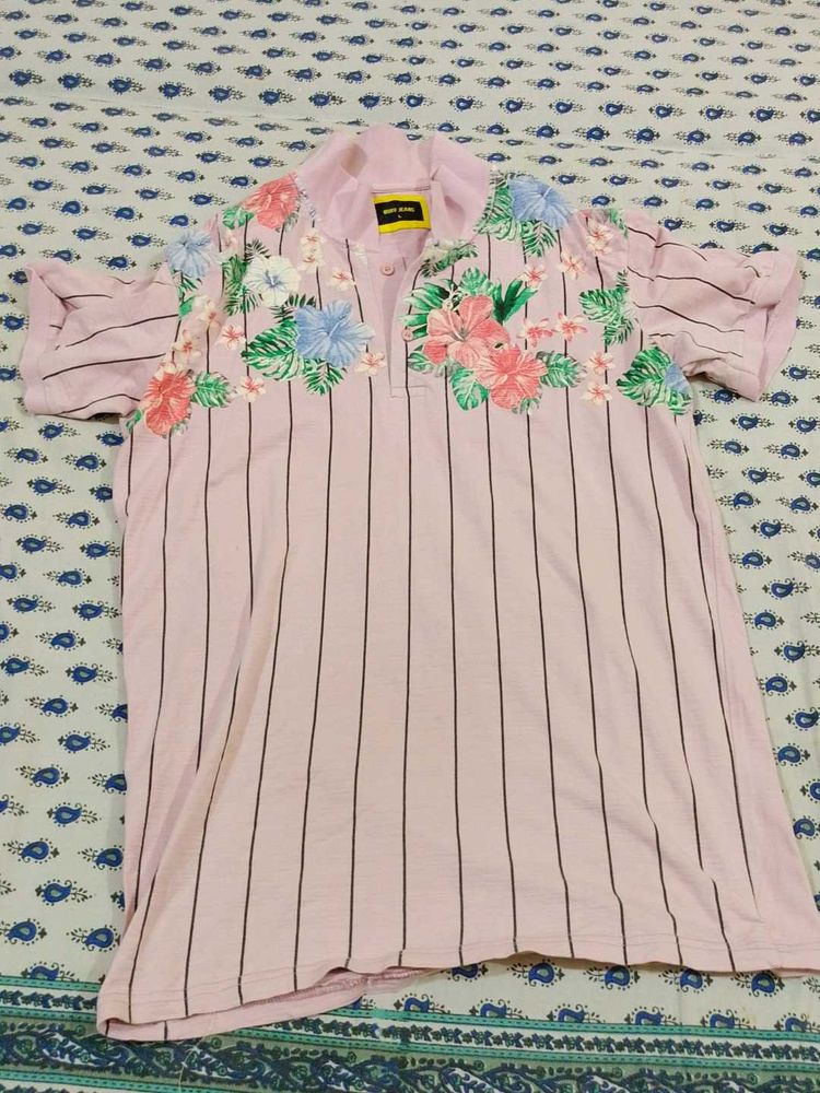Floral Striped Short Sleeve Shirt
